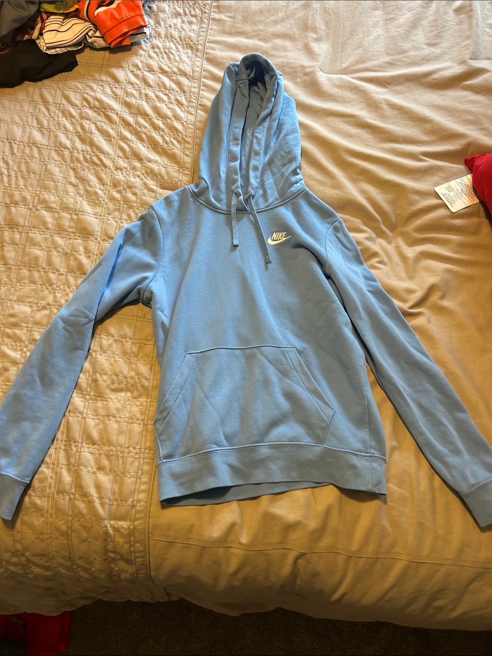 Nike Light Blue Women’s Pullover Hoodie with Small Swoosh